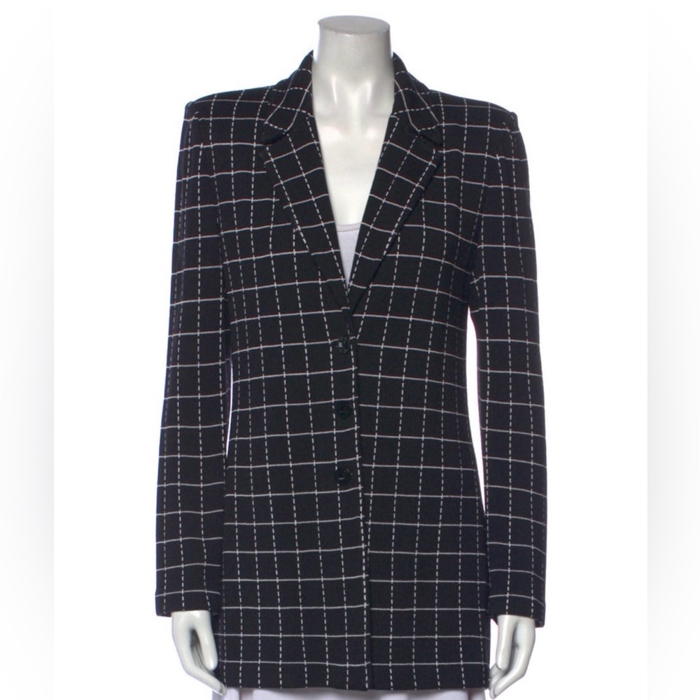 St. John Collection Plaid Print Black Checkered Blazer Jacket - Size M / 6